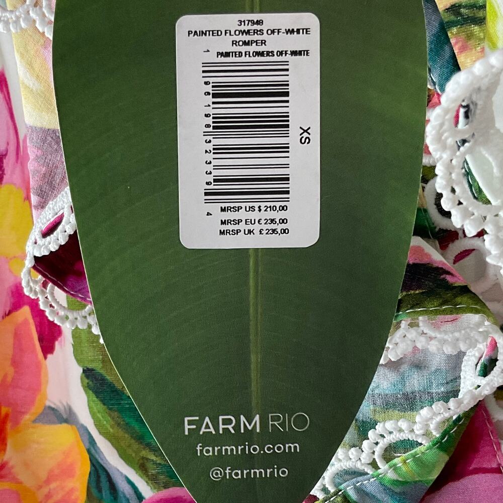 NWT Farm Rio Floral Painted Romper Belted w/ Pockets Women's XS - Picture 5 of 8